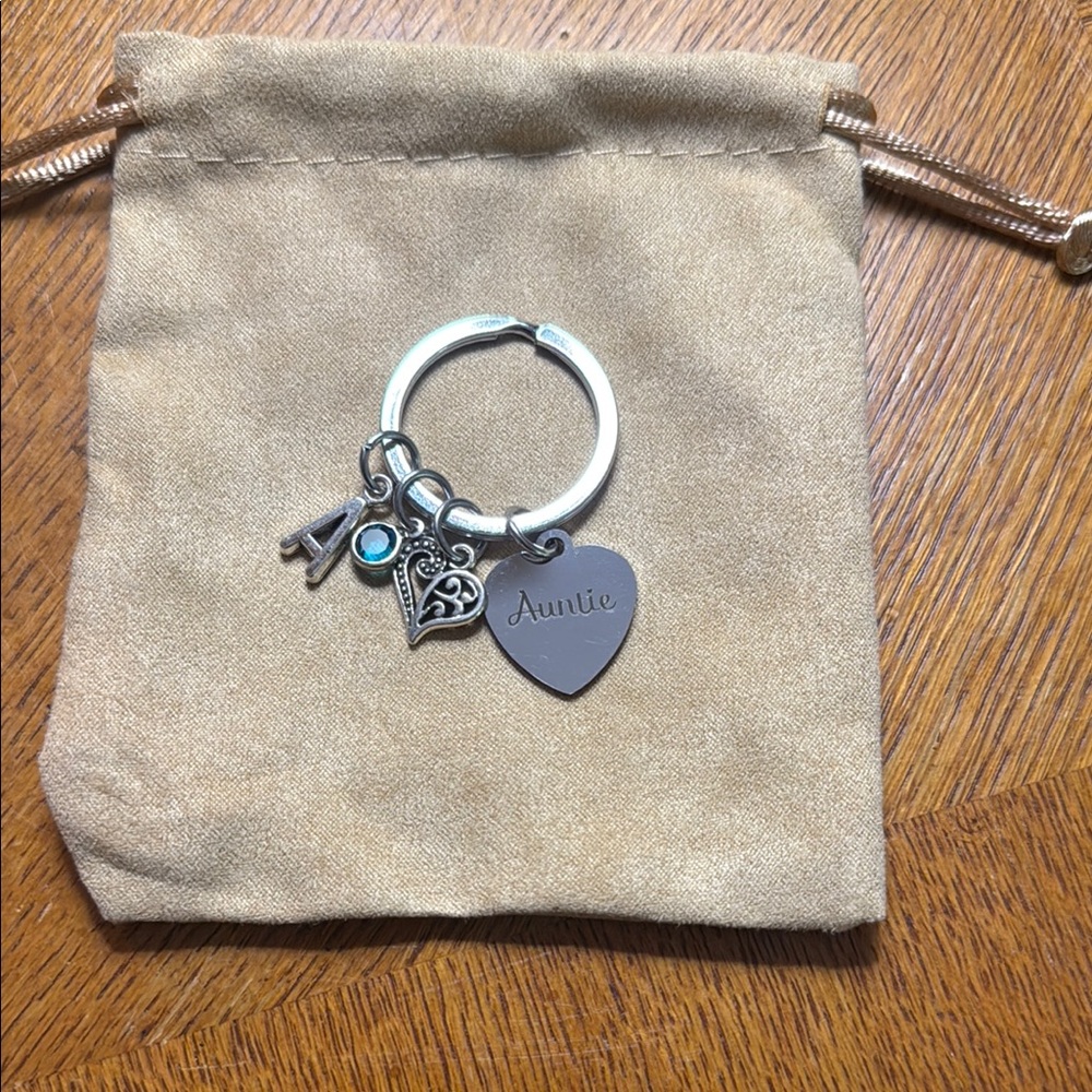Silver “Auntie” Charm Keychain